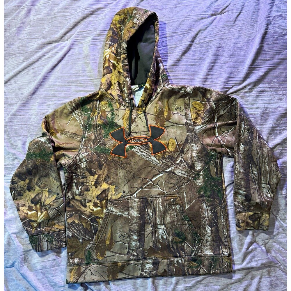 Under Armour UA Storm Realtree Camo Men's Fleece Pullover Hoodie Pockets L